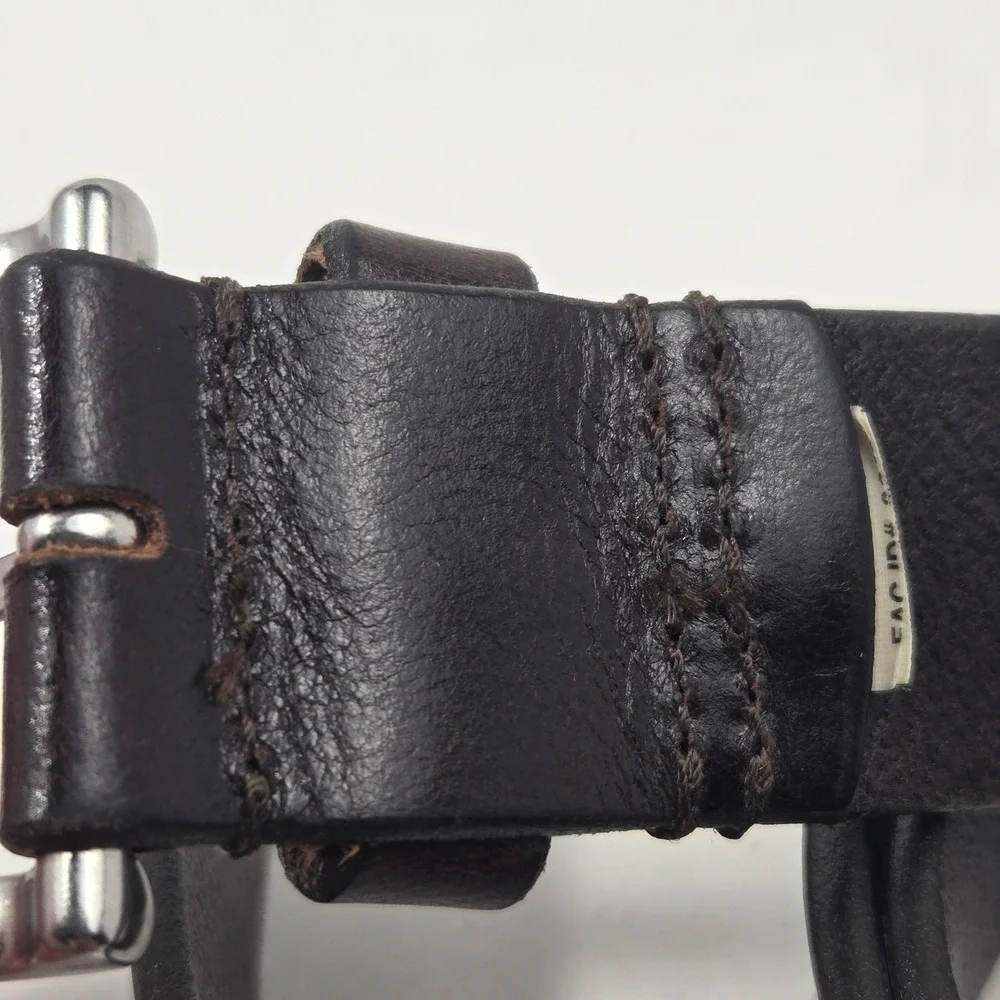 Genuine Leather Belt XL Dark Brown Made in USA Silver Tone Buckle Mens XL
